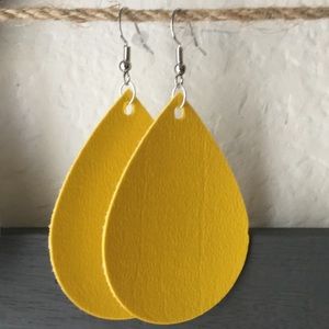 Faux leather teardrop earrings